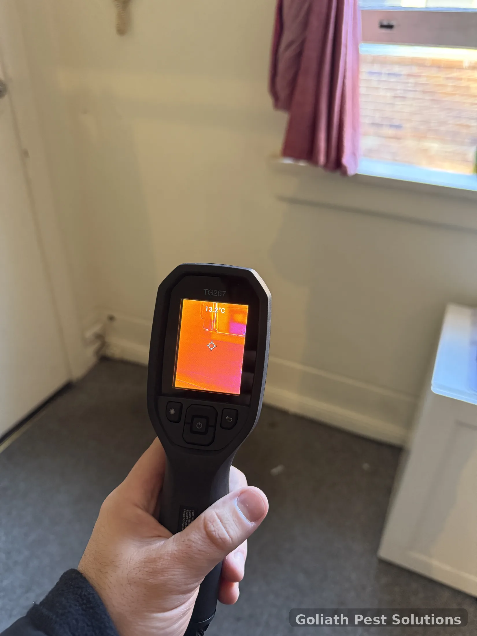 Thermal imaging used during Goliath Pest Solutions field inspection