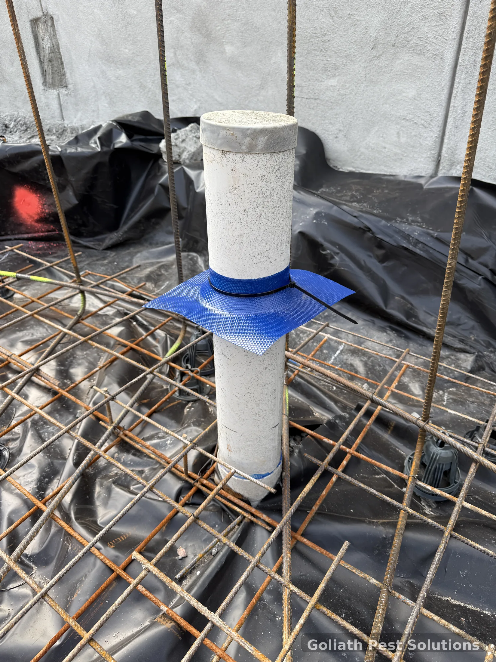 Building penetration detail before concrete slab completion